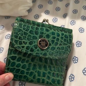 Iike new, green faux alligator folded wallet